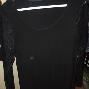 Lace sleeve black blouse